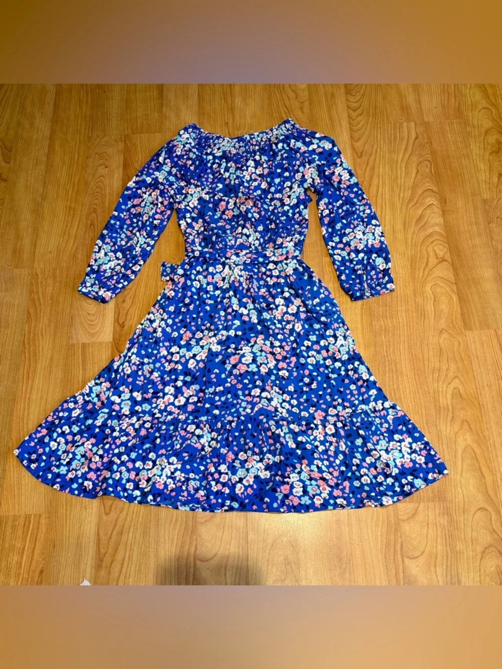Talbot Women’s Blue Fit & Flare Floating Floral Pattern Midi Dress Size XS - Picture 11 of 11